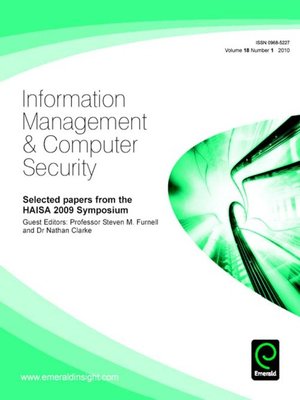 cover image of Information Management & Computer Security, Volume 18, Issue 1